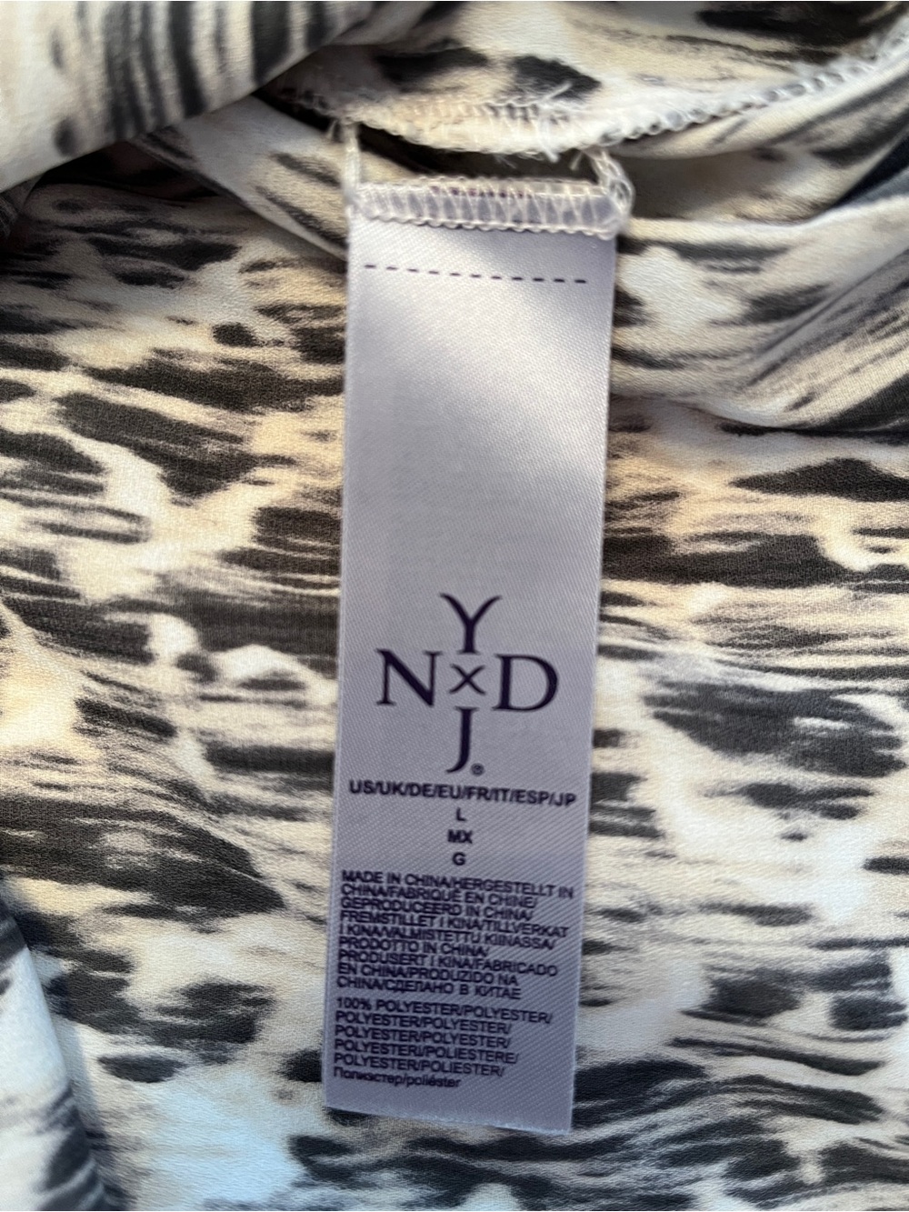 NYDJ Black and White Animal-Print Knit Top